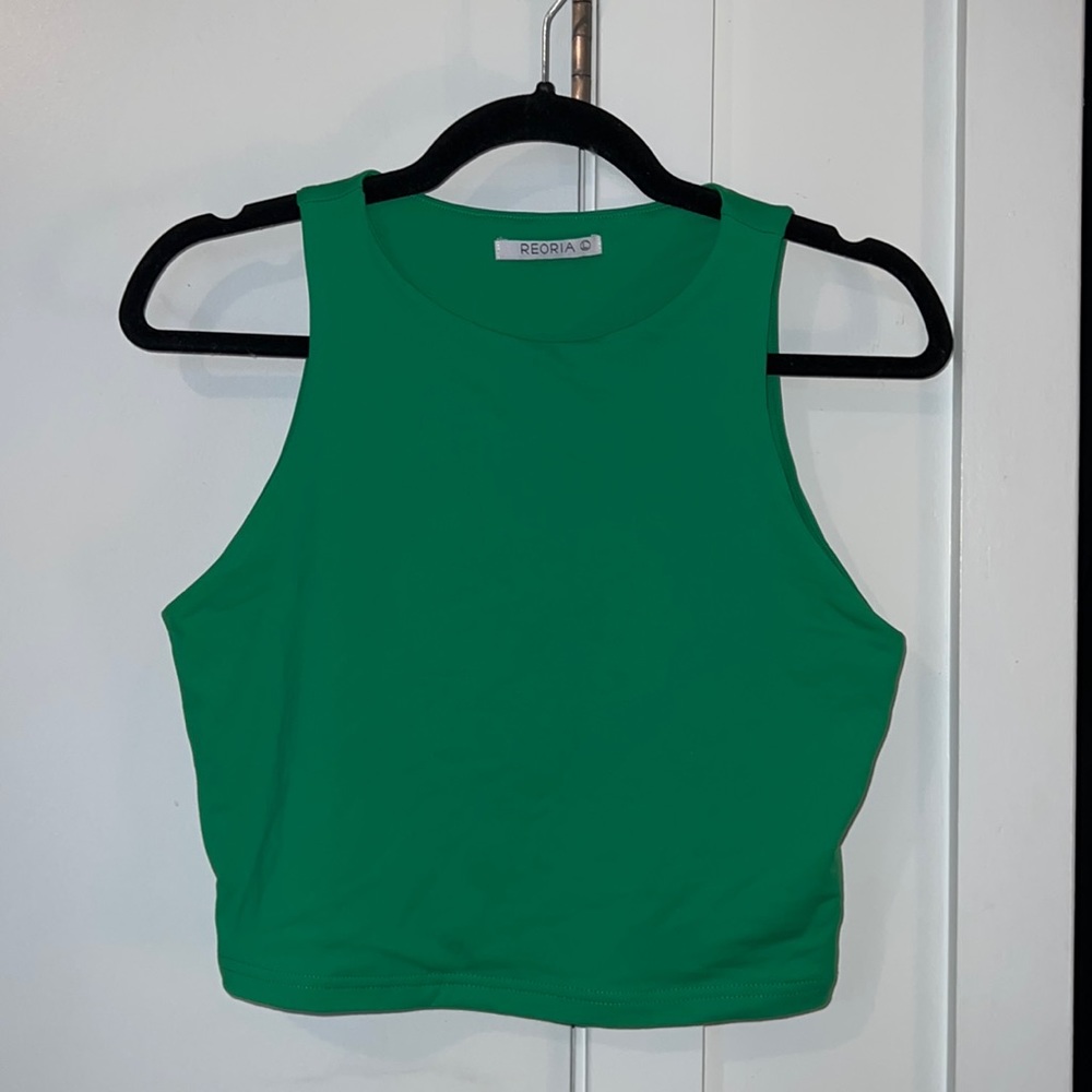 REORIA Women’s Sleeveless Racer Back Tank Top Halter Neck Crop Top
